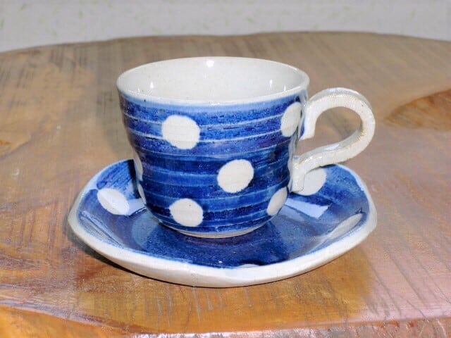 コーヒーカップ＆ソーサー 水玉珈琲碗皿「青」0168570 | 器zokuくらぶ