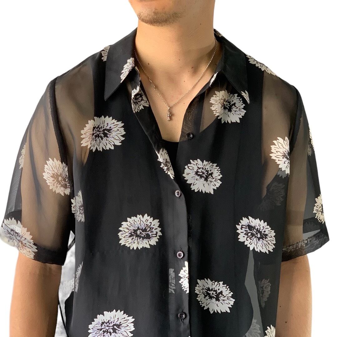【Acka】sheer flower shirt