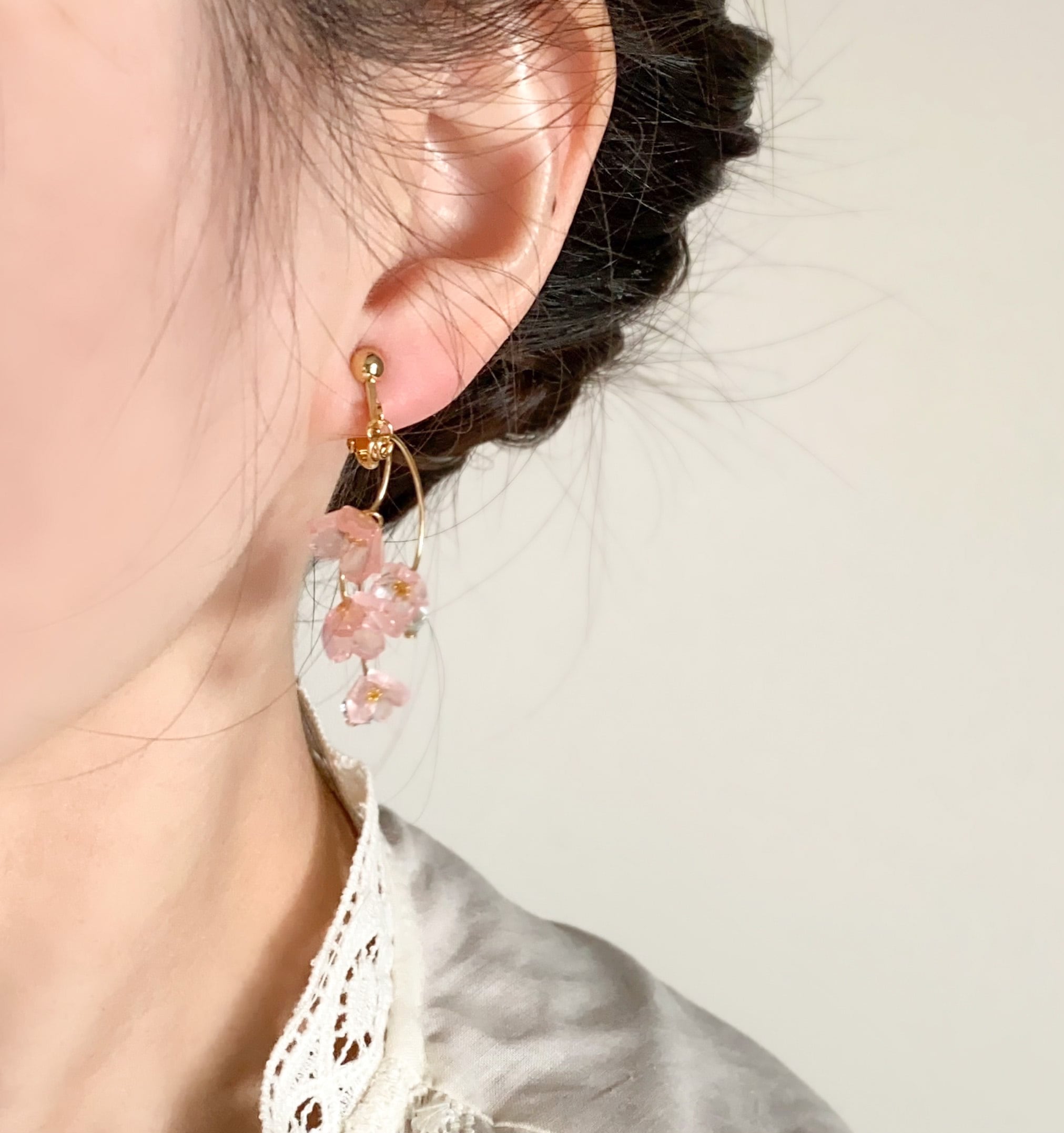 春色桜のイヤリング(ピアス) | ユメイロ ウサギ