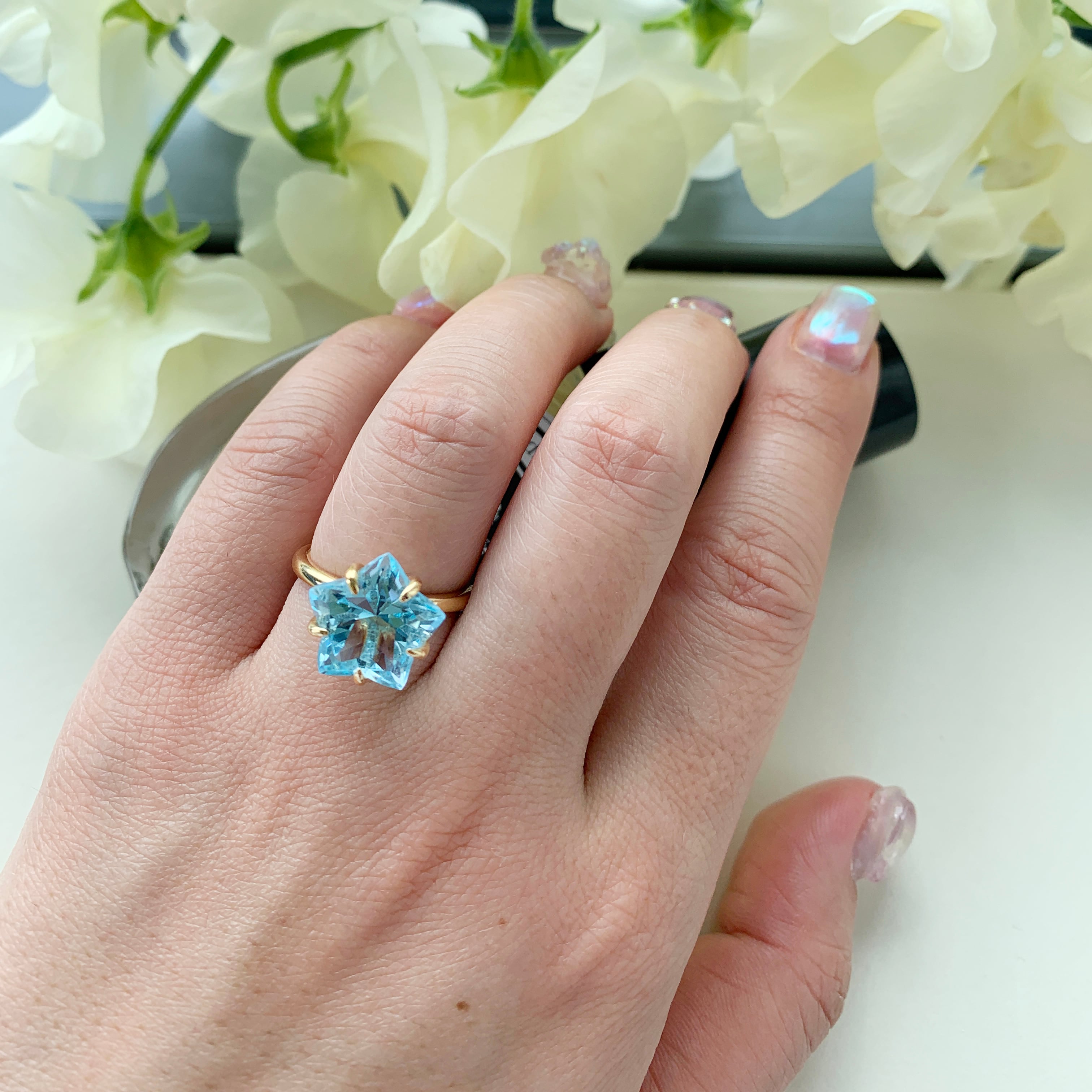 グリーンアメジスト スターシェイプリング | ＜天然石ジュエリー