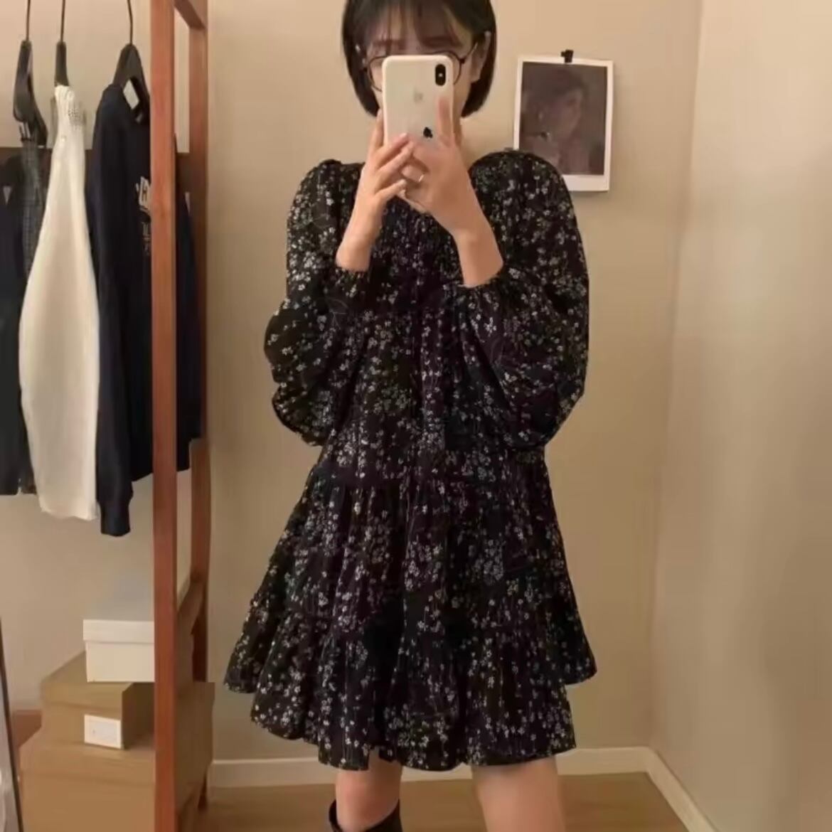 flower tiered mini dress