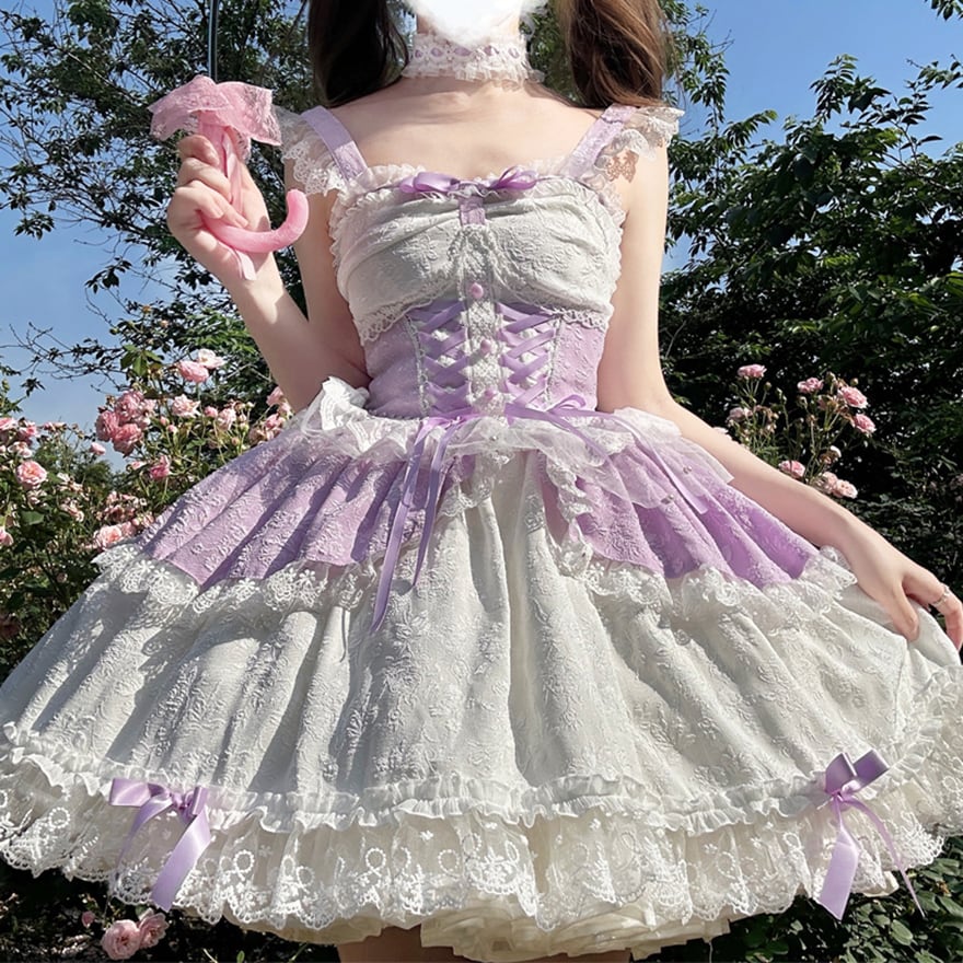 baby Dior ワンピース ジャンパースカート 24m ジャンパースカート ワンピース レース レースアップ チョーカー付属