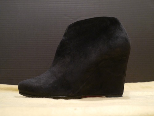 ★Cristian Louboutin クリスチャンルブタン スエードレザー インヒール ウェッジソール ブーティ ショート ブーツ 36★ 秋冬コーデの着回しに♪