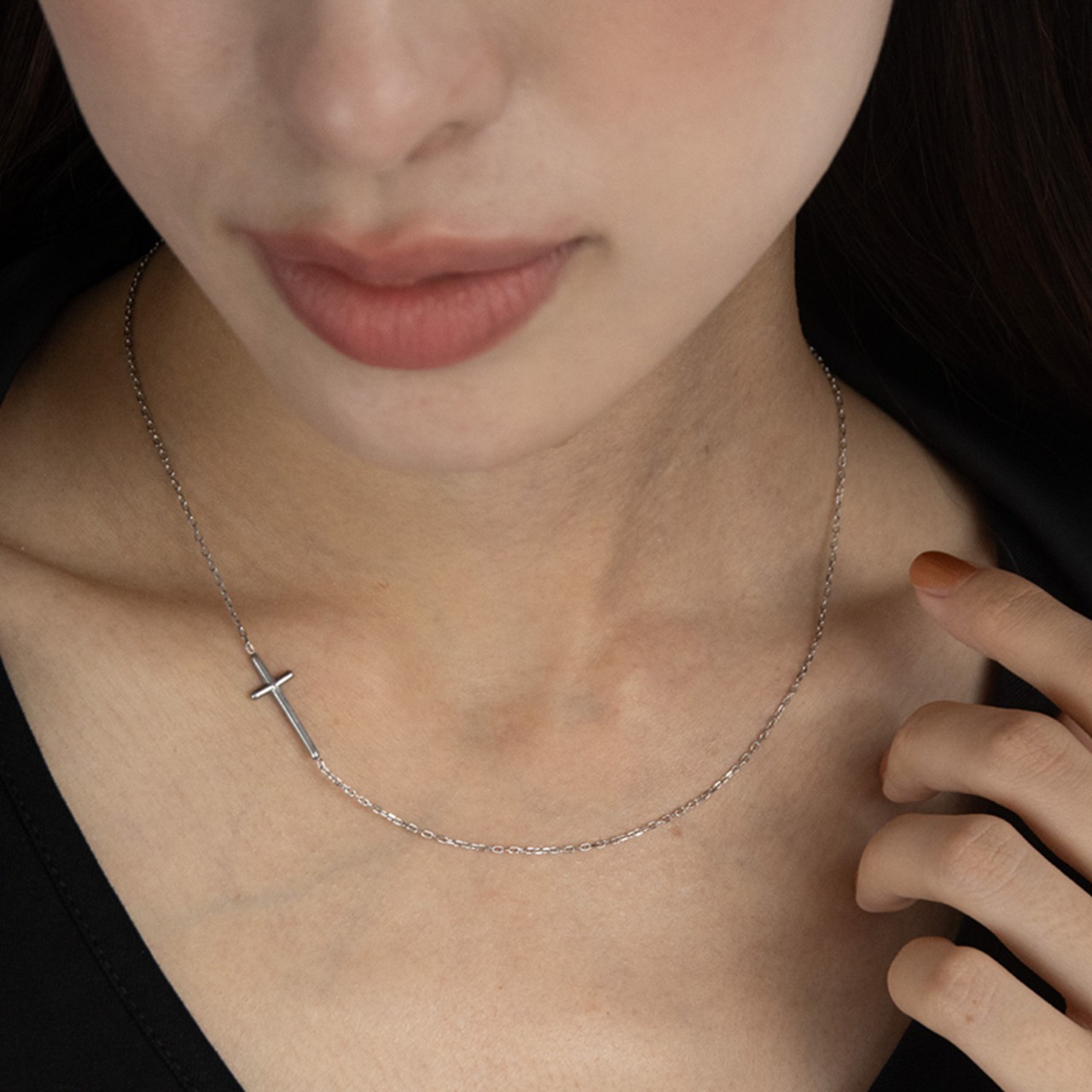 【ネコポス便】ネックレス メタルクロスモチーフネックレス サージカルステンレス 1955