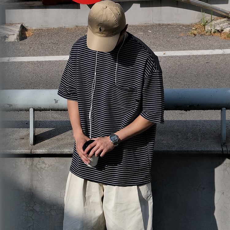 ★STRIPED HEAVY COTTON T-SHIRT　　22066