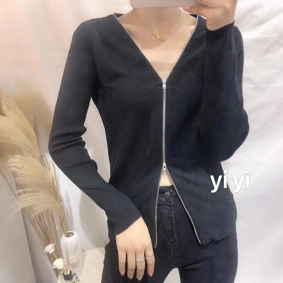 ダブルジップ　Vネックニット  AJ111-151