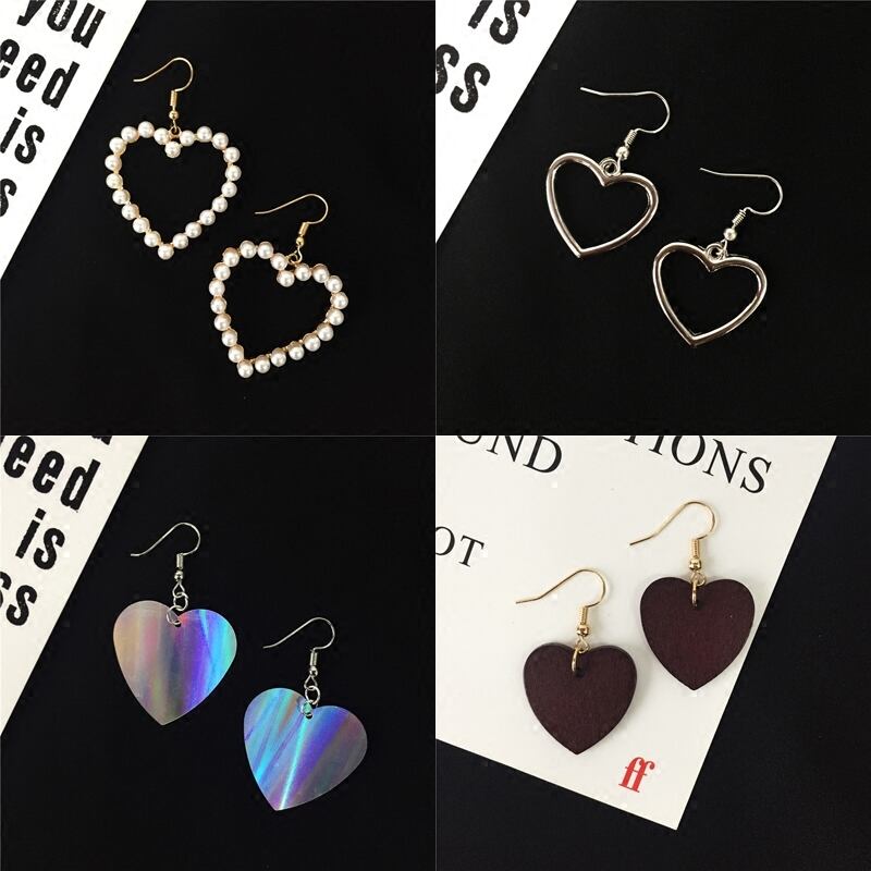 愛のイヤリング気質個性多目的シンプルなハート型の真珠のイヤリング桃のハートのイヤリングイヤリング女性のトレンド ブラック・アイド・ピーズ22081066035