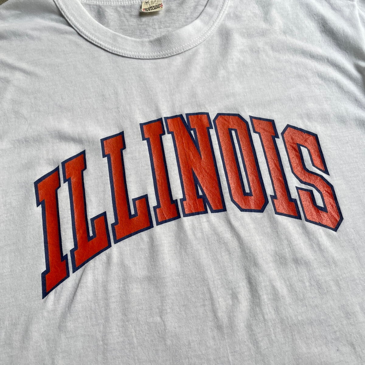 80年代 USA製 ILLINOIS カレッジプリントTシャツ メンズM-L相当 古着