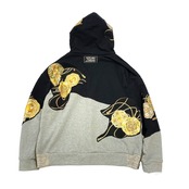 【hoodi54】 Remake Hoodie black・gray × kimono