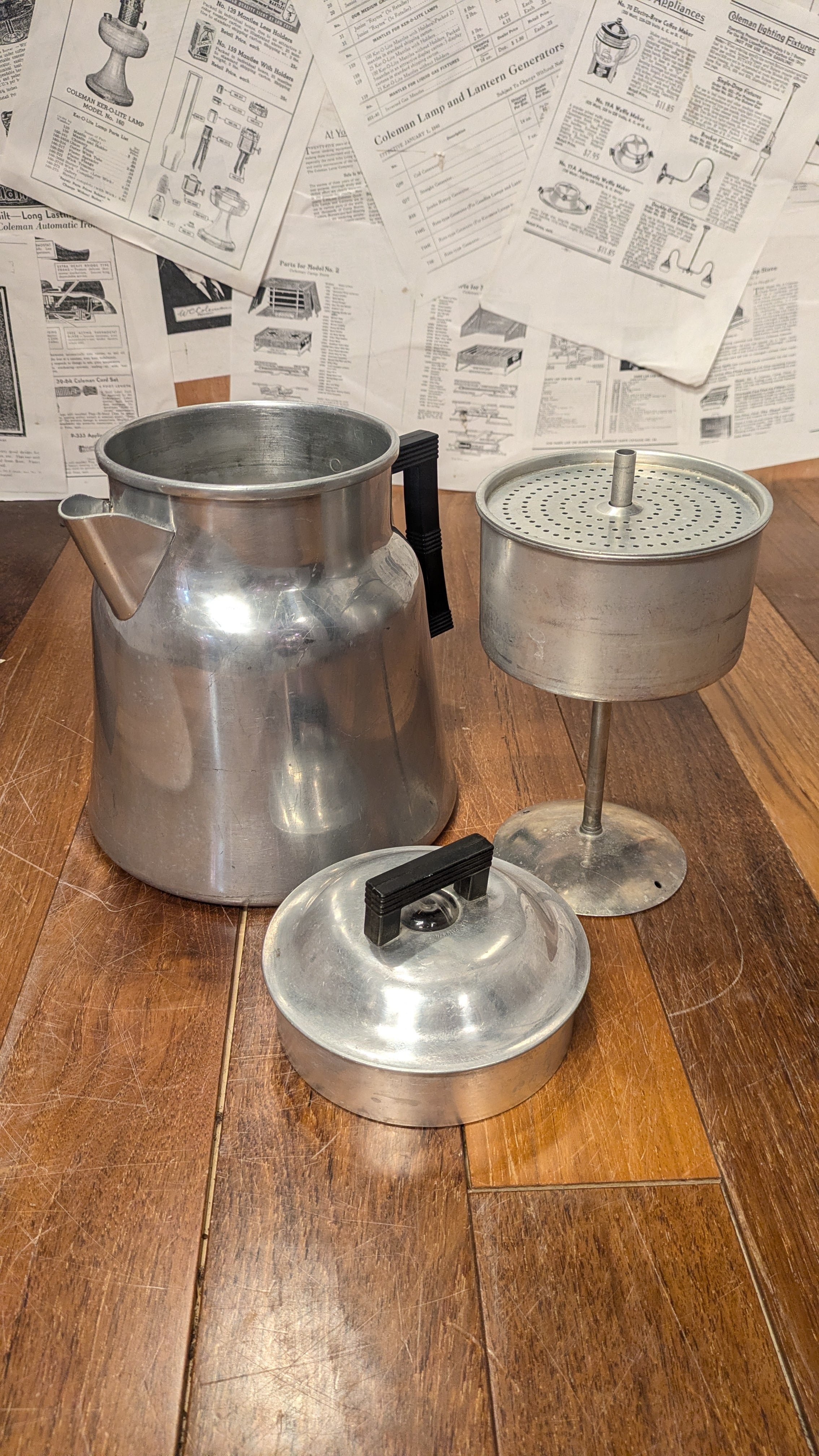 Vintage WEAREVER No3016 Aluminium Percolator Kettle madeinUSA