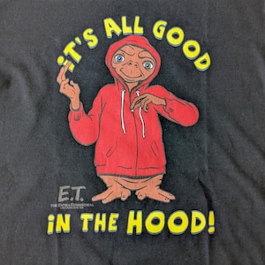【 E.T. 】 『It's all good in the HOOD! 』Tee / 映画Tシャツ / 80'MOVIE / Tシャツ / BLACK〚アメリカン雑貨 アメトイ〛