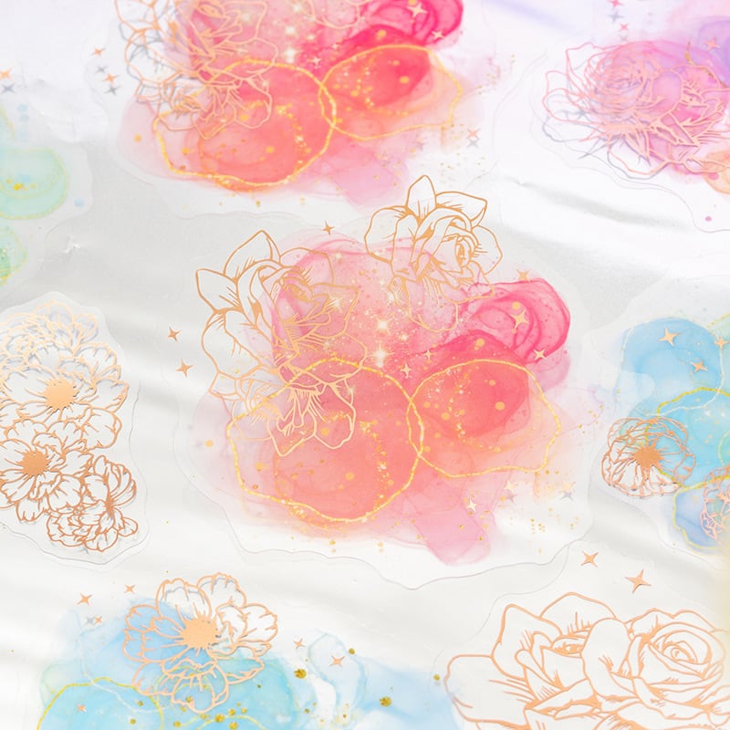 水彩 箔押し PETシール 海外文具