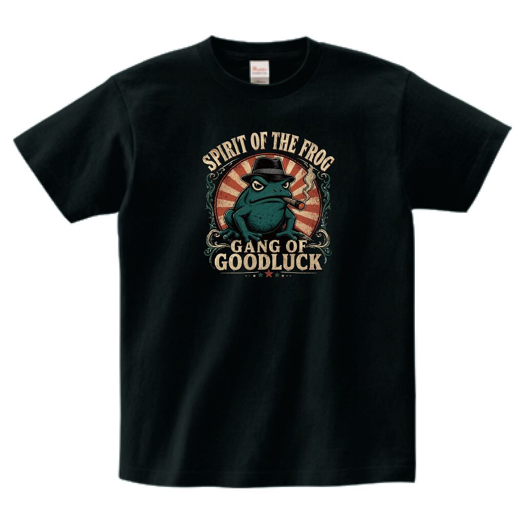 SPRIT OF THE FROGヴィンテージ風エンブレムTシャツ