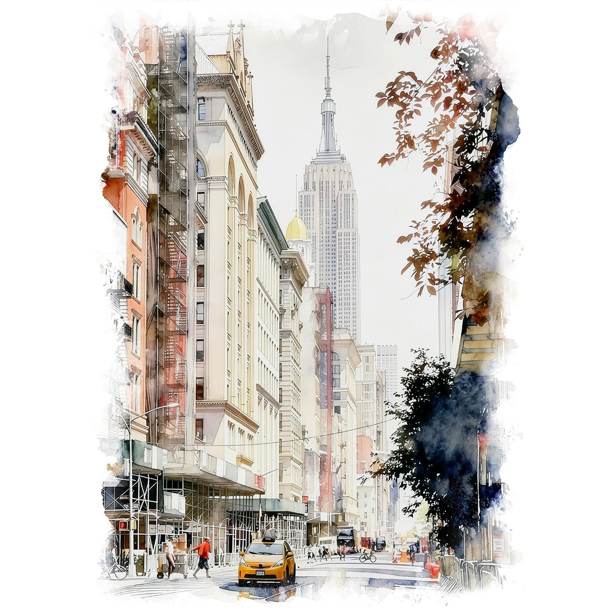 絵画 風景画(街並み) アメリカ ニューヨーク エンパイア・ステート