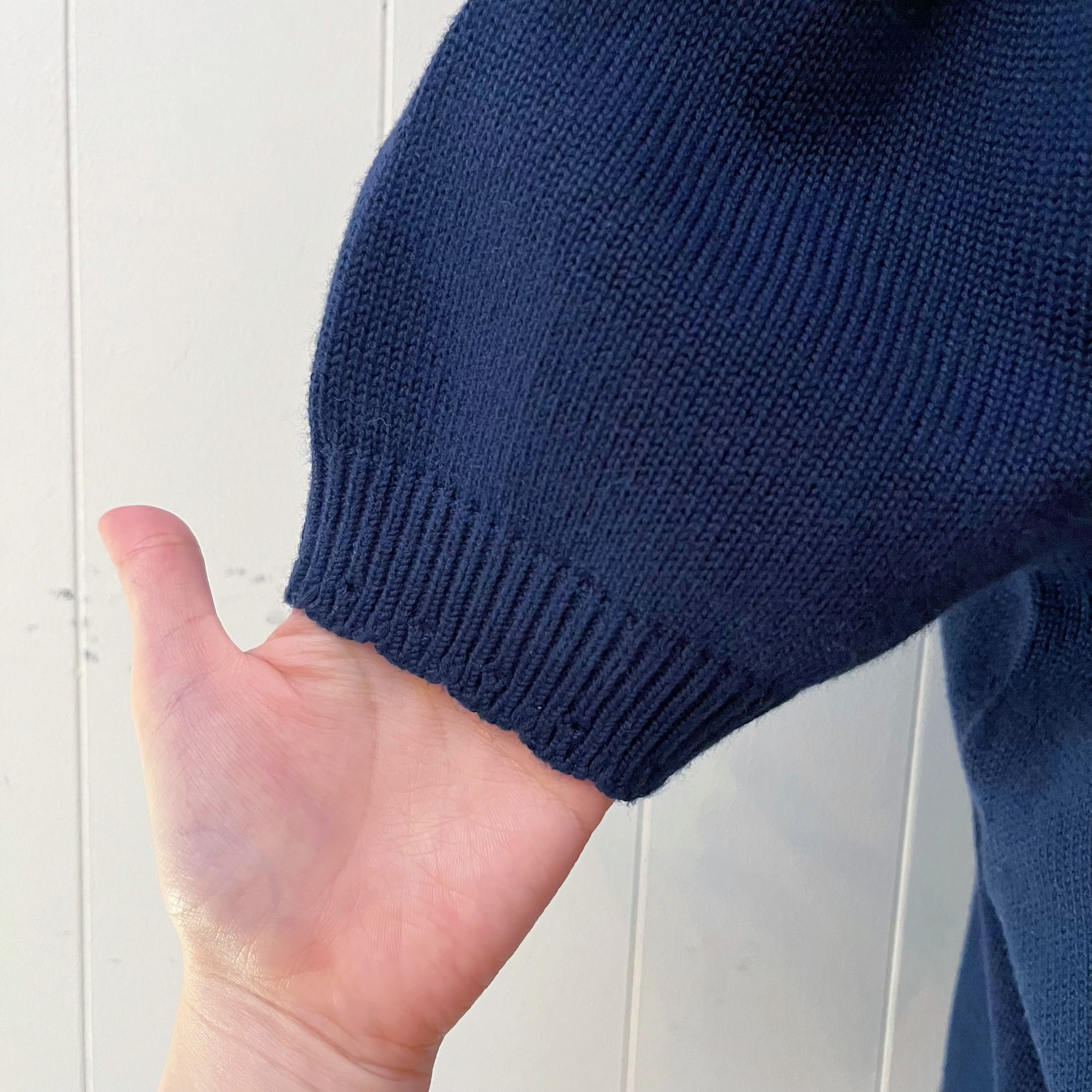 flower button navy knit cardigan