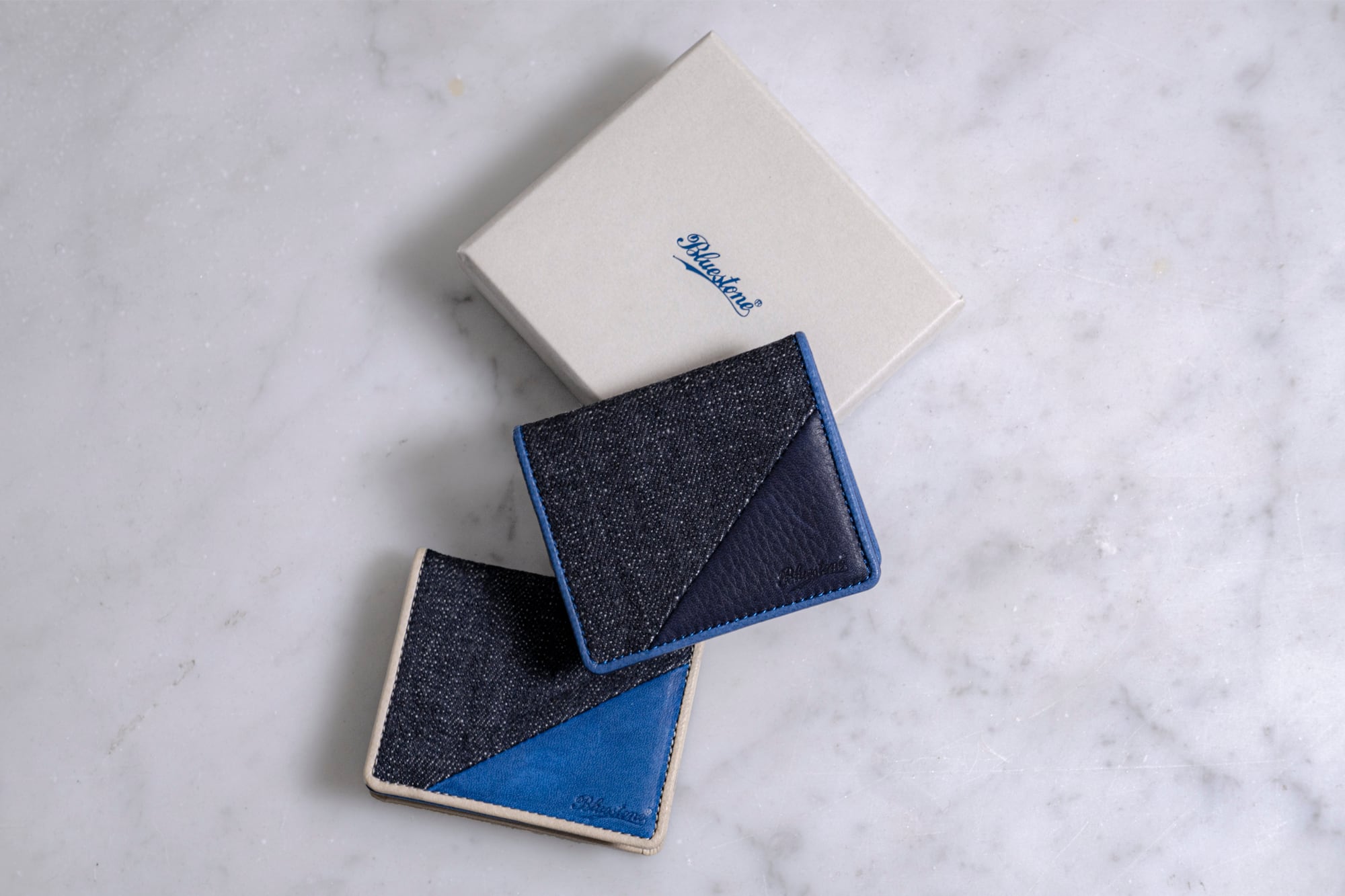 Denim × SUKUMO Leather coin case | tome-kon 留紺 | bluestone