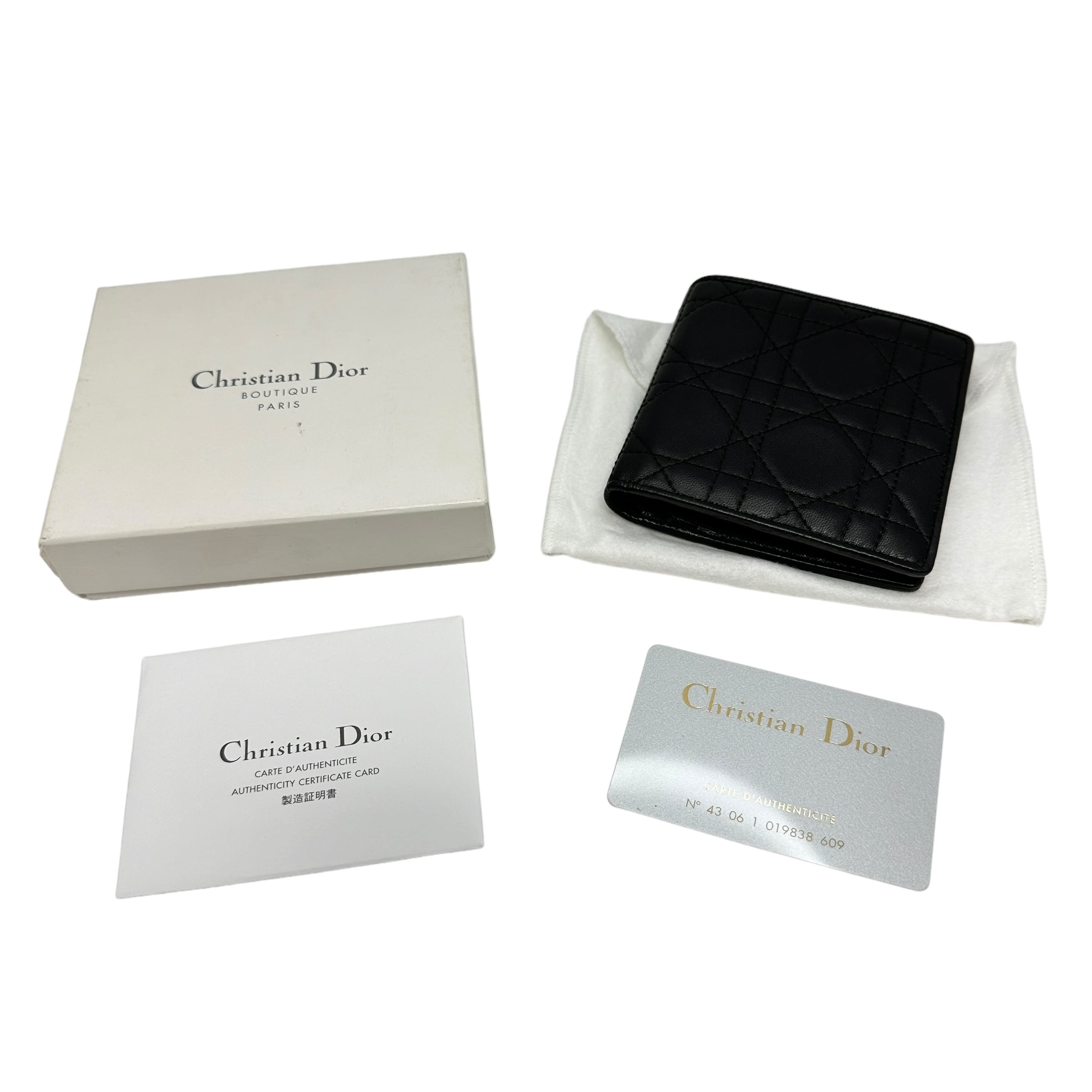 Christian Dior ディオール カナージュ 2つ折り財布 ブラック 11351