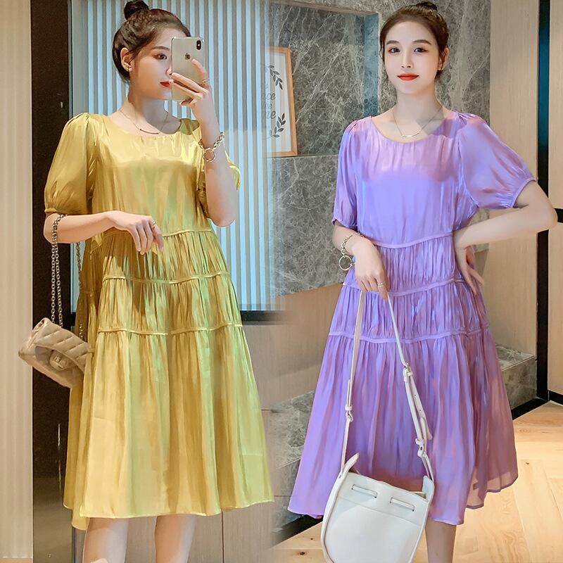 【新作】【送料無料】 732＃サマーヴィンテージパッチワークマタニティロングドレスAラインゆったりとした服妊娠中の女性フランスプリーツ妊娠 夏物 ビンテージ AL expec43639264068