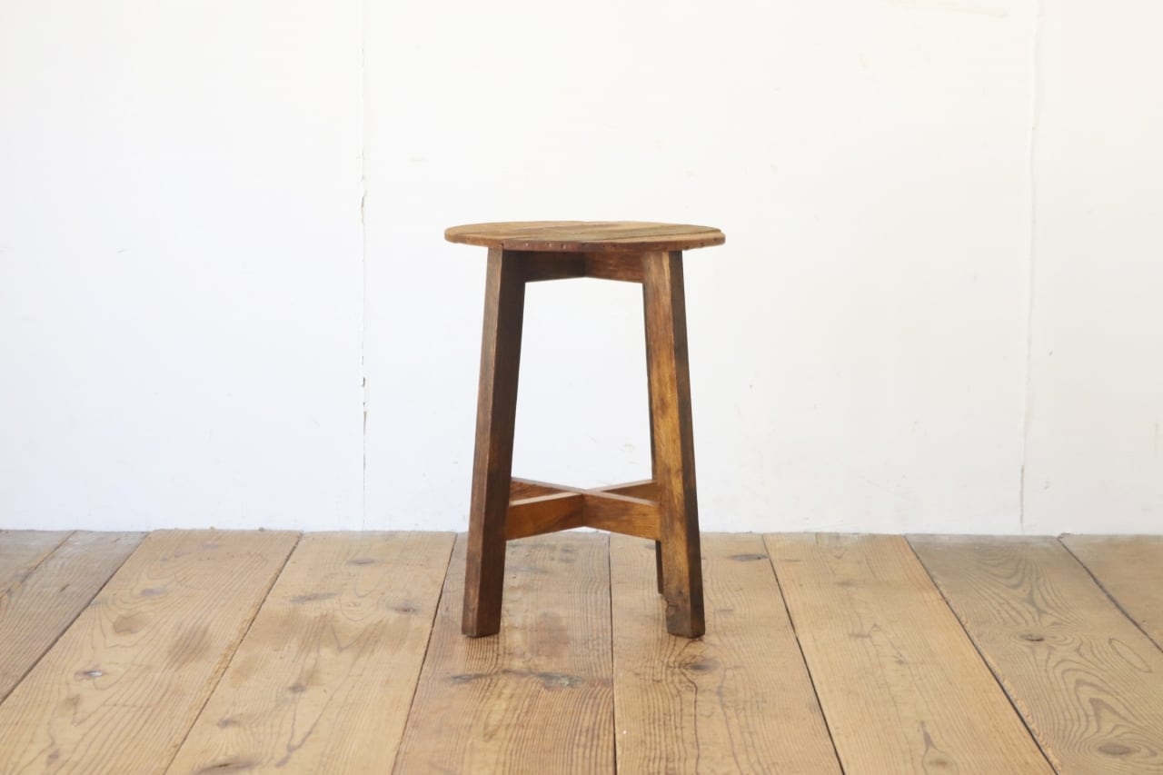 レトロ 丸椅子 スツール チェア 腰掛 無垢材 花台 飾り台 ナチュラル