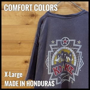 【COMFORT COLORS】バンドTシャツ風 バックプリント ポケットTシャツ ワンポイントロゴ XL ビッグサイズ US古着