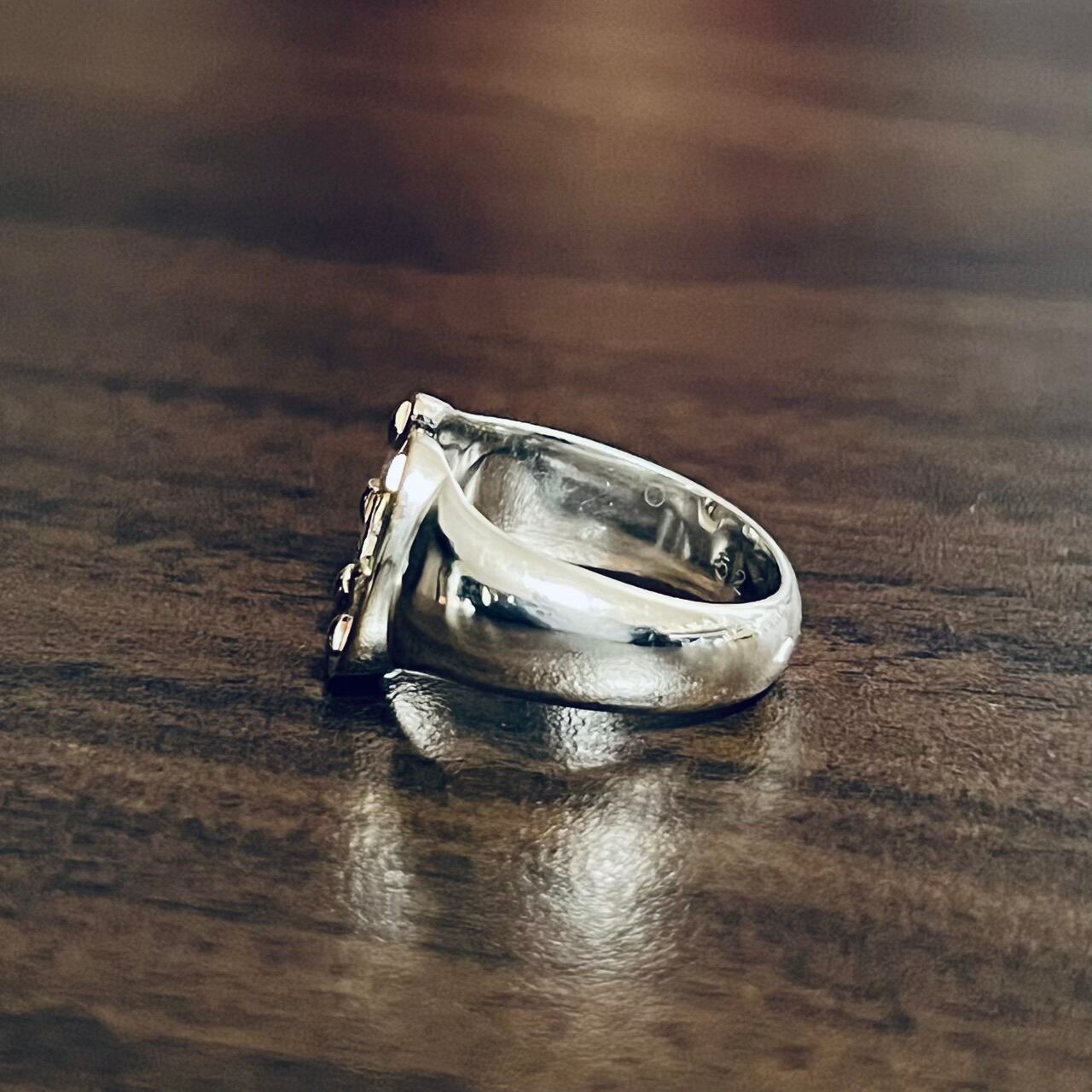 VINATGE HERMES Horseshoe Ring 52 Silver / 18K Gold | ヴィンテージ 