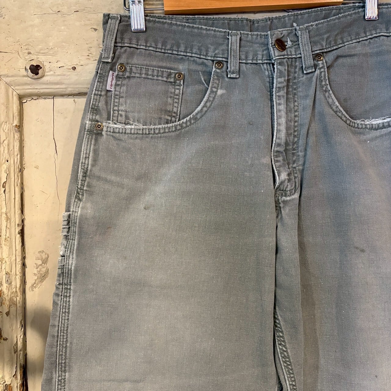 Carhartt モスグリーン ペインターパンツ ダック生地 ダメージ DMS