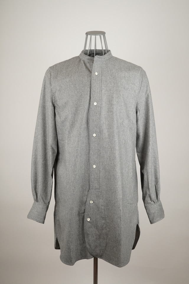 HS-Equipment / Wool Cashmere Stand Collar Semi-long Shirt
