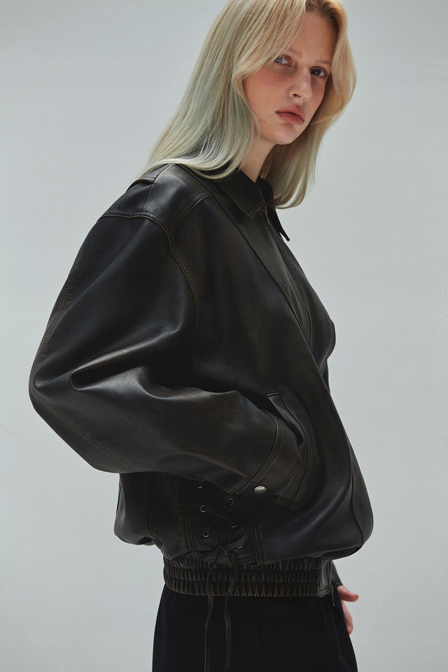 在庫少なめ【DIAGONAL】WASHED LEATHER BLOUSON