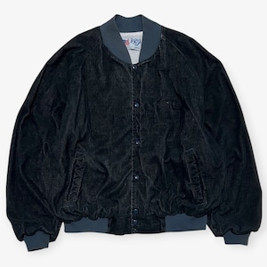 80s〜90s｜M.B.A｜コーデュロイスタジャン｜ブラック USA製 ラグランスリーブ 刺繍ロゴ｜コンディション B