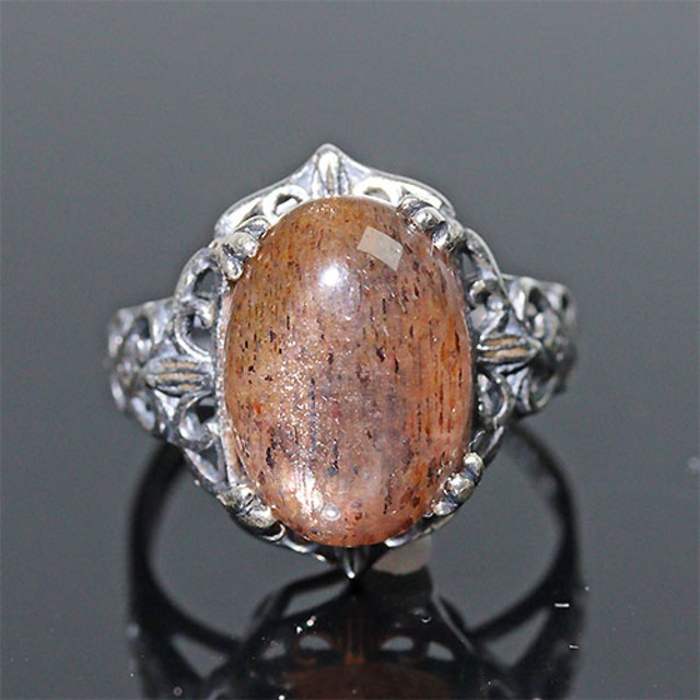 〔R460〕サンストーン sv925 リング 指輪 フリーサイズ Sun stone 日長石