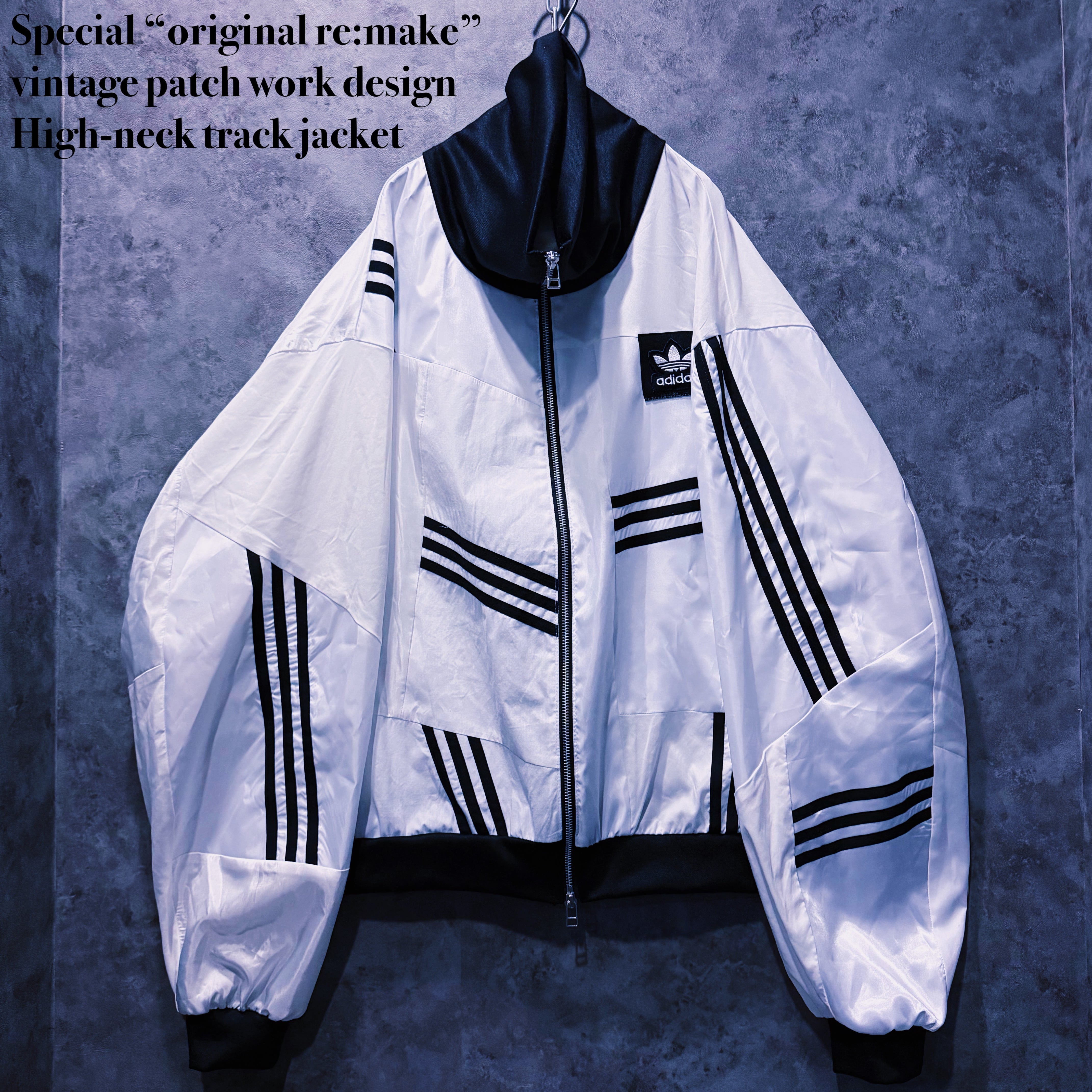 【doppio】Special “original re:make” vintage patch work design High-neck track jacket