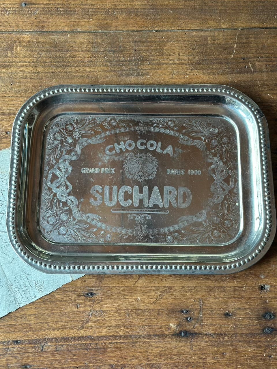 銀色トレイ CHOCOLA SUCHARD ショコラ・シュシャール | Brocante de La