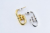 PI-016 BP Chain link earring ( cross)( 24K Gold Plated)