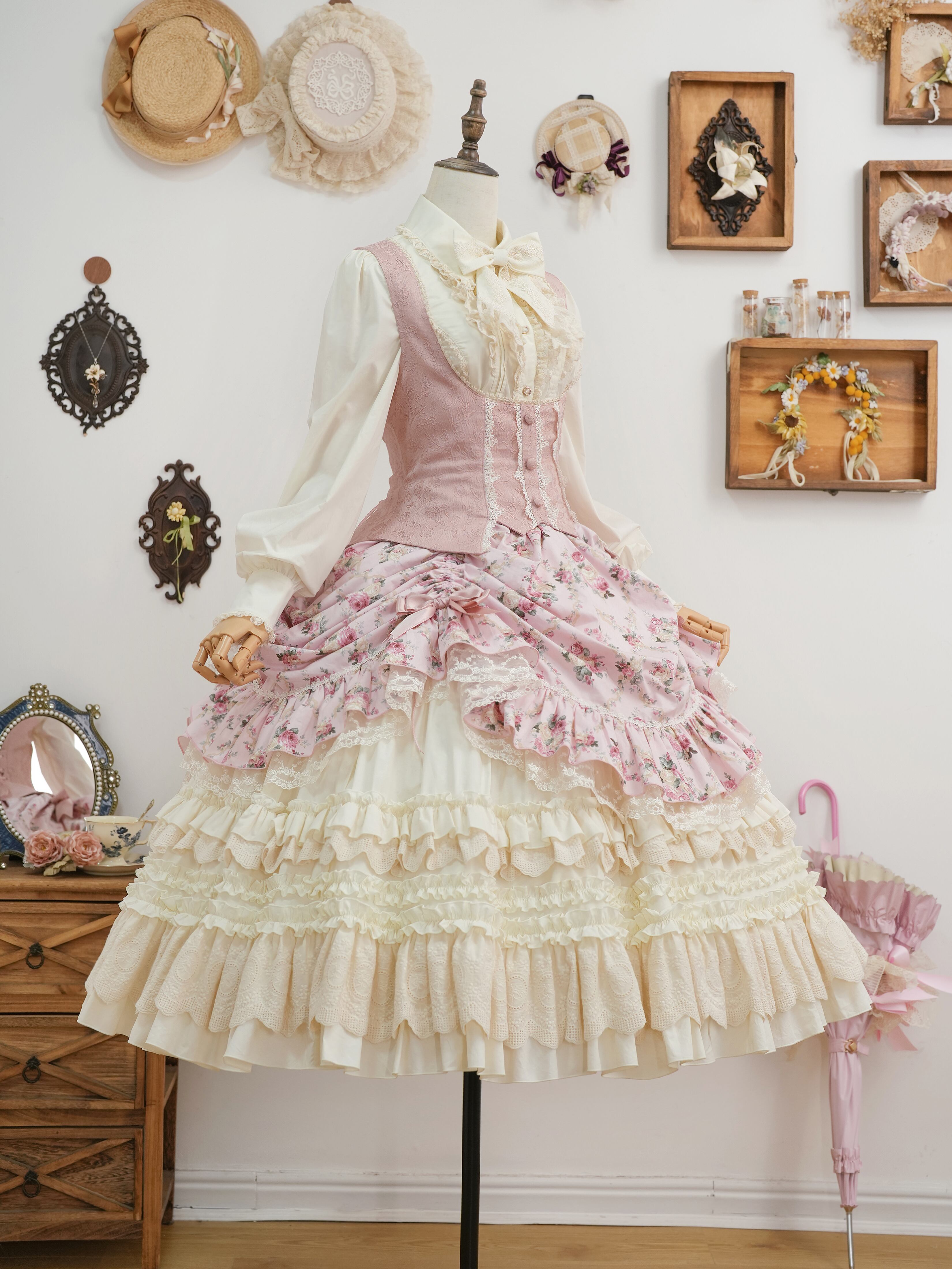 Fashion Show】フローレンス・ブーケ ベストジャンパースカート+ケープ