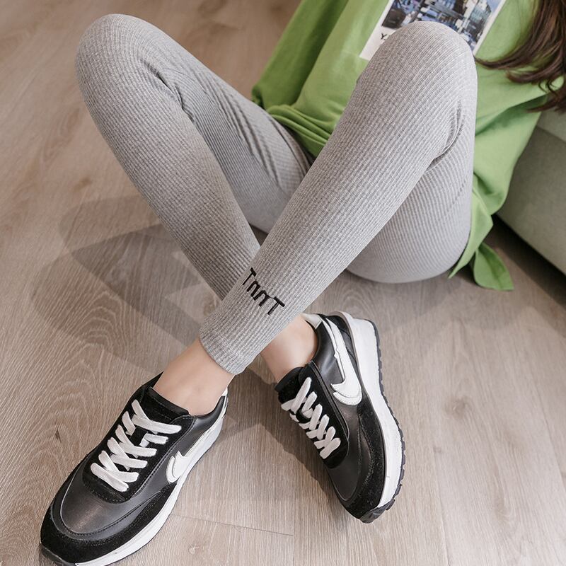 【新作】【送料無料】 レタープリントマタニティパンツスタイリッシュなマタニティ服ストレッチコットンマタニティレギンスベリーサポートパンツ AL expec390248807408