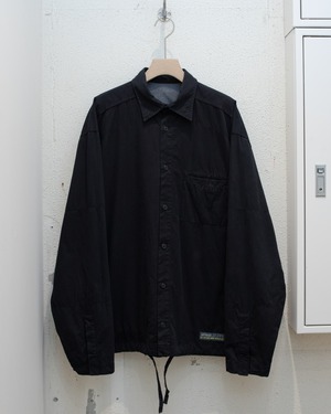 drawstring hem cotton shirt jacket / black / Made in PORTUGAL