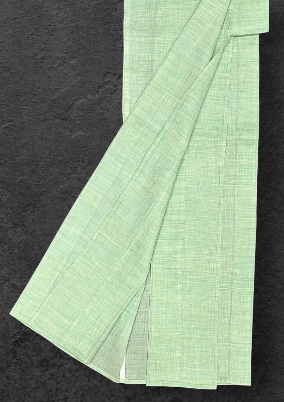 ひょうきんもの近江4 夏物 近江ちぢみ 新品 さわやかなグリーン系 証紙・ 反端つき 裄丈 69