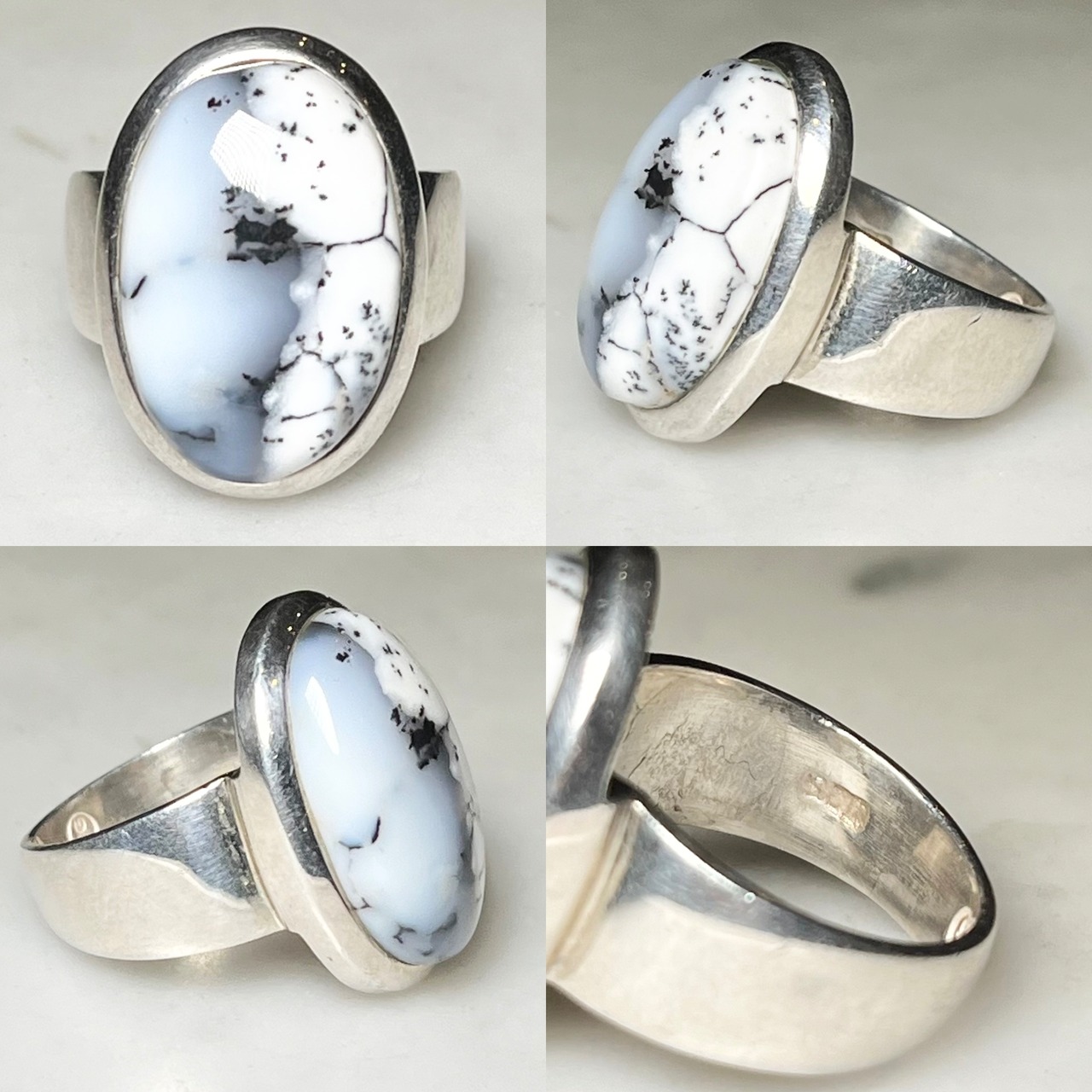 vintage silver ring set with white buffalo