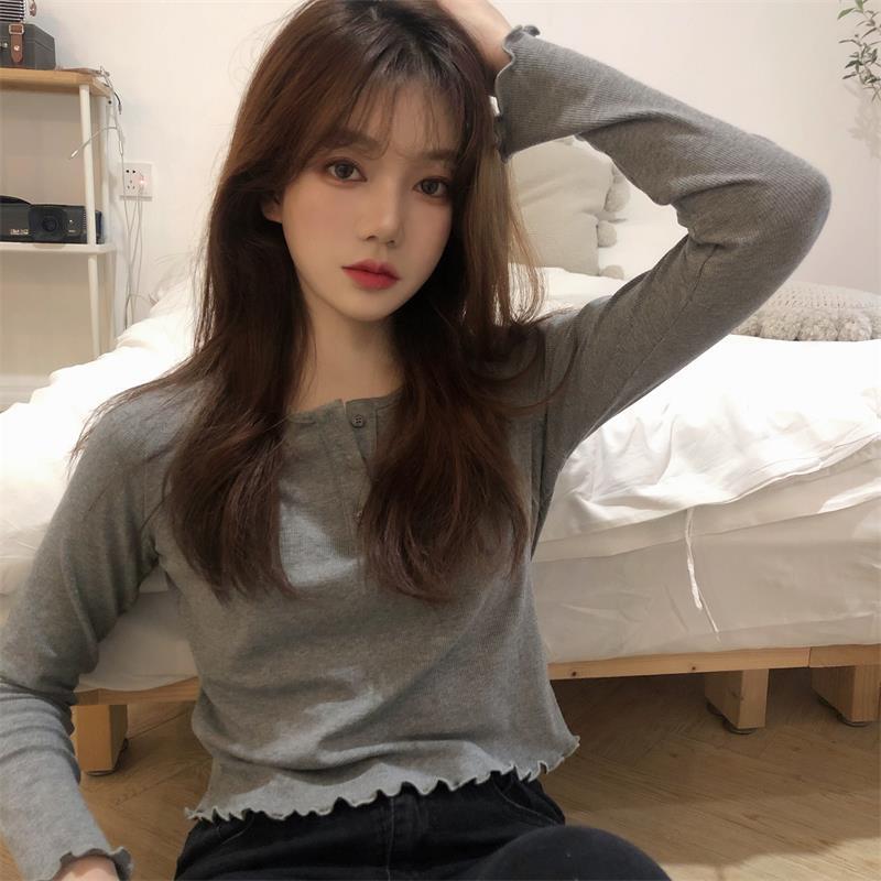 ファッション、シンプル、スリム、シン、ワイルド、ショート、シン、キクラゲの長袖セーター、2020年夏の女性のトレンド YY-ファッション7250177245