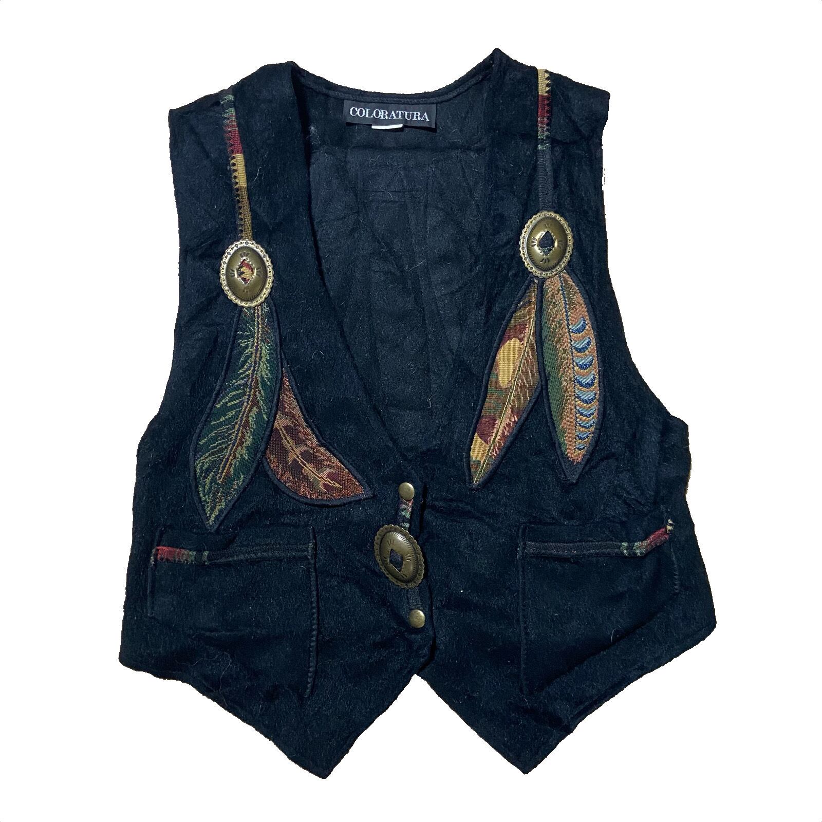 Feather Design Wool Vest