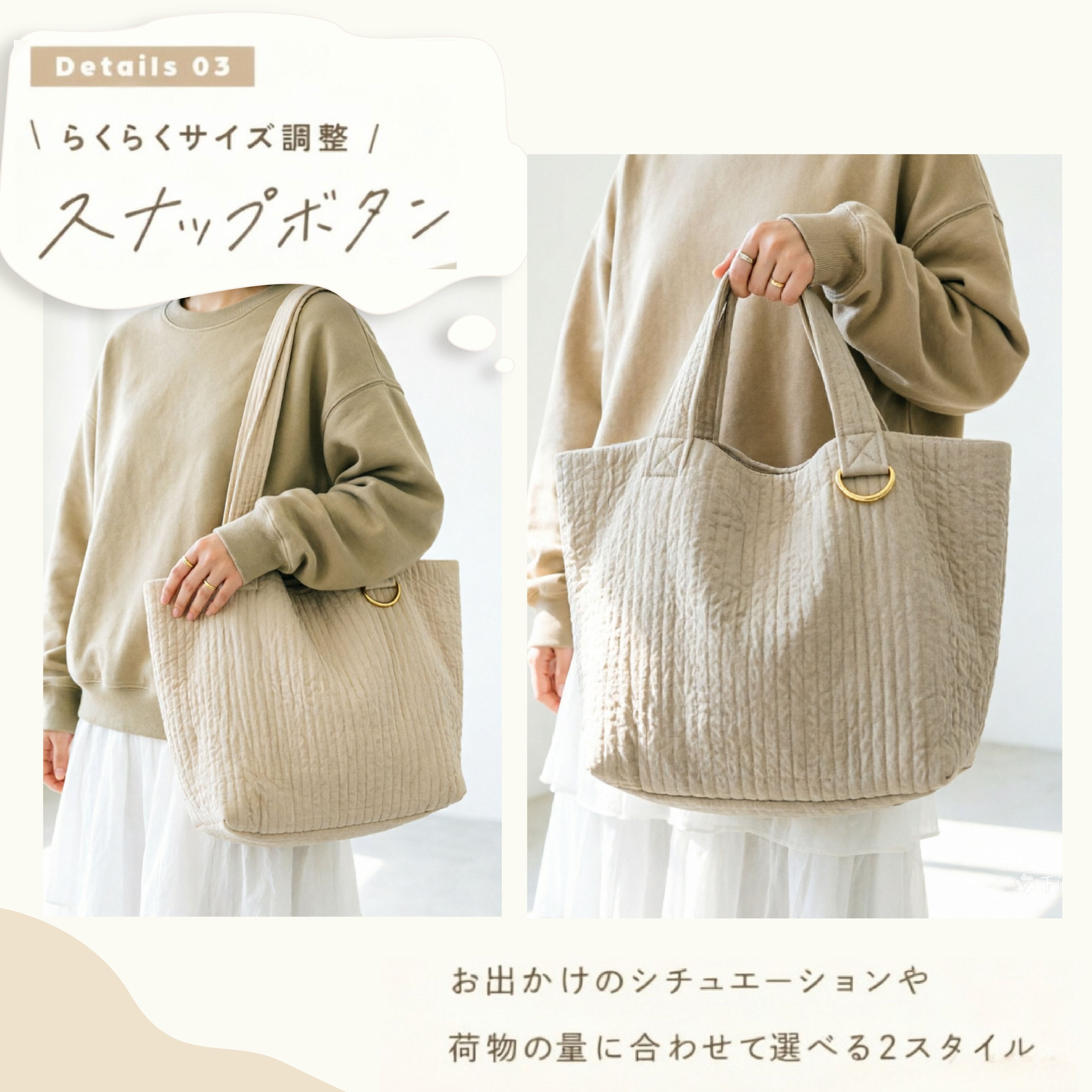 プリーツフリル付き丸底マルシェバッグ　ヌビバッグ　グレー　ハンドメイド プリーツフリル付き丸底マルシェバッグ ヌビバッグ グレー