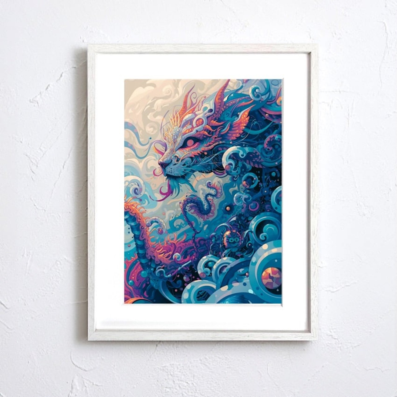 Aether Dragon Surge｜幻想的な龍が渦巻く抽象アートポスター｜エネルギーと没入感を描くファンタジー作品｜A3ポスター