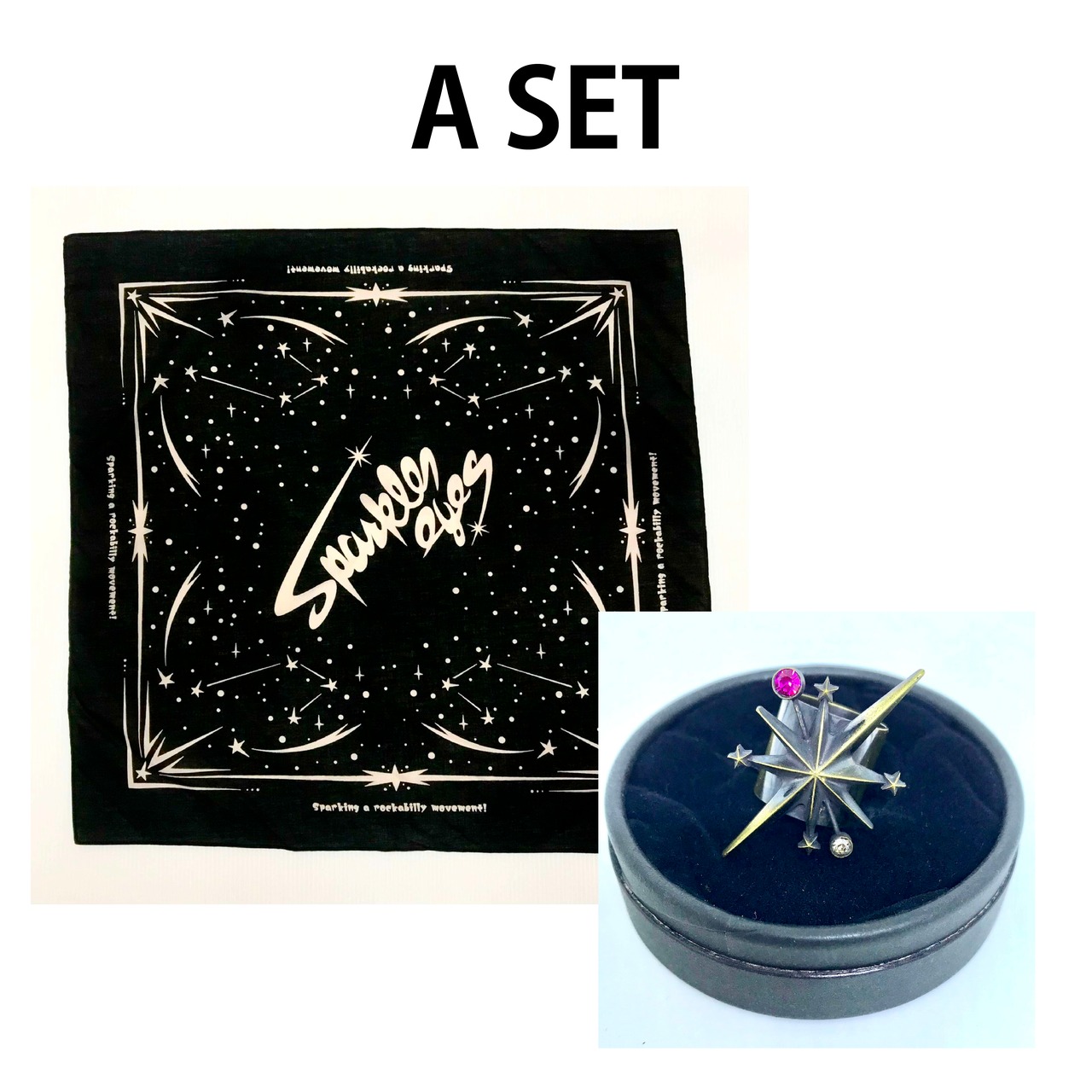 【数量限定セットA】バンダナ+StarBurst バンダナリング Gold×Pink