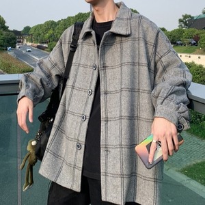 ウインドウペンデザインシャツジャケット bt1155【韓国メンズファッション】