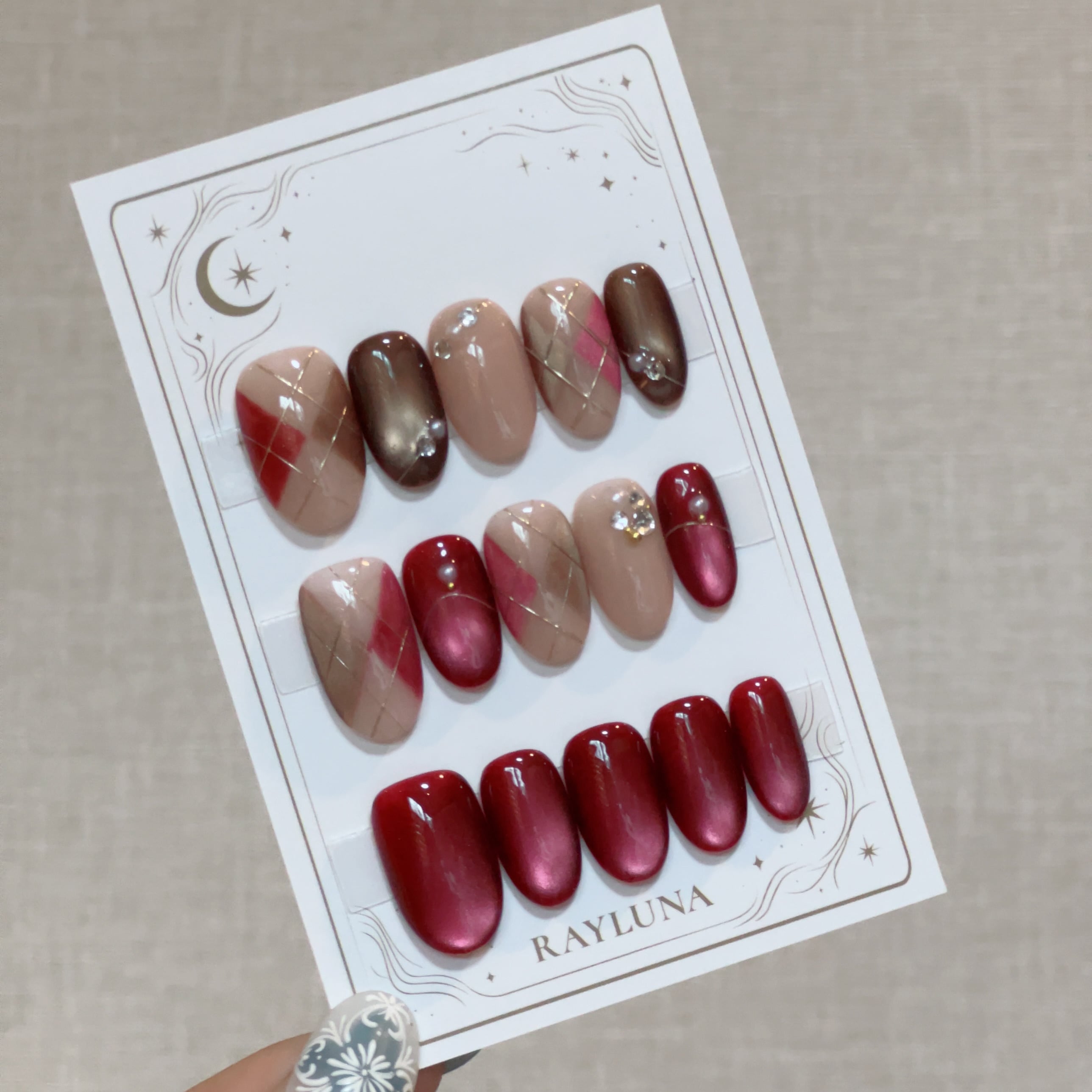 【#886】繰返し使える15枚セット【プレミアム】ネイルチップ/ミディアム オーバル/XY446