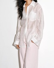Sheer plaid oversized Shirt L0068