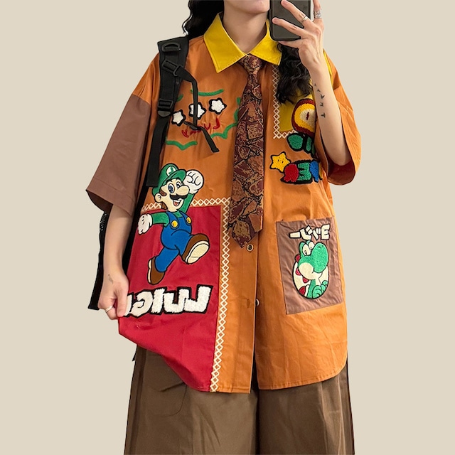 UATONLINEスーパーマリオパッチワーク半袖シャツ