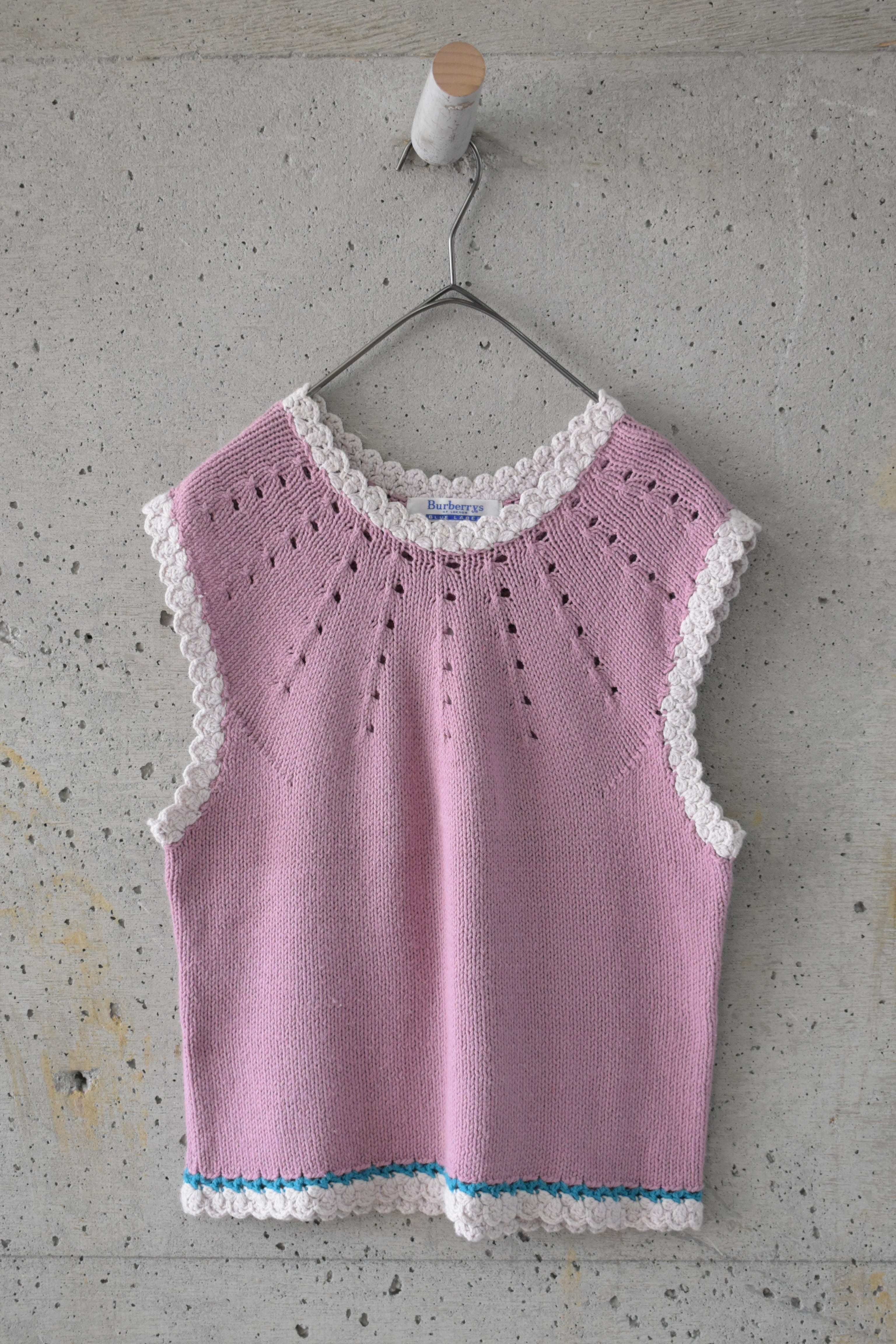 Pink frill knit vest