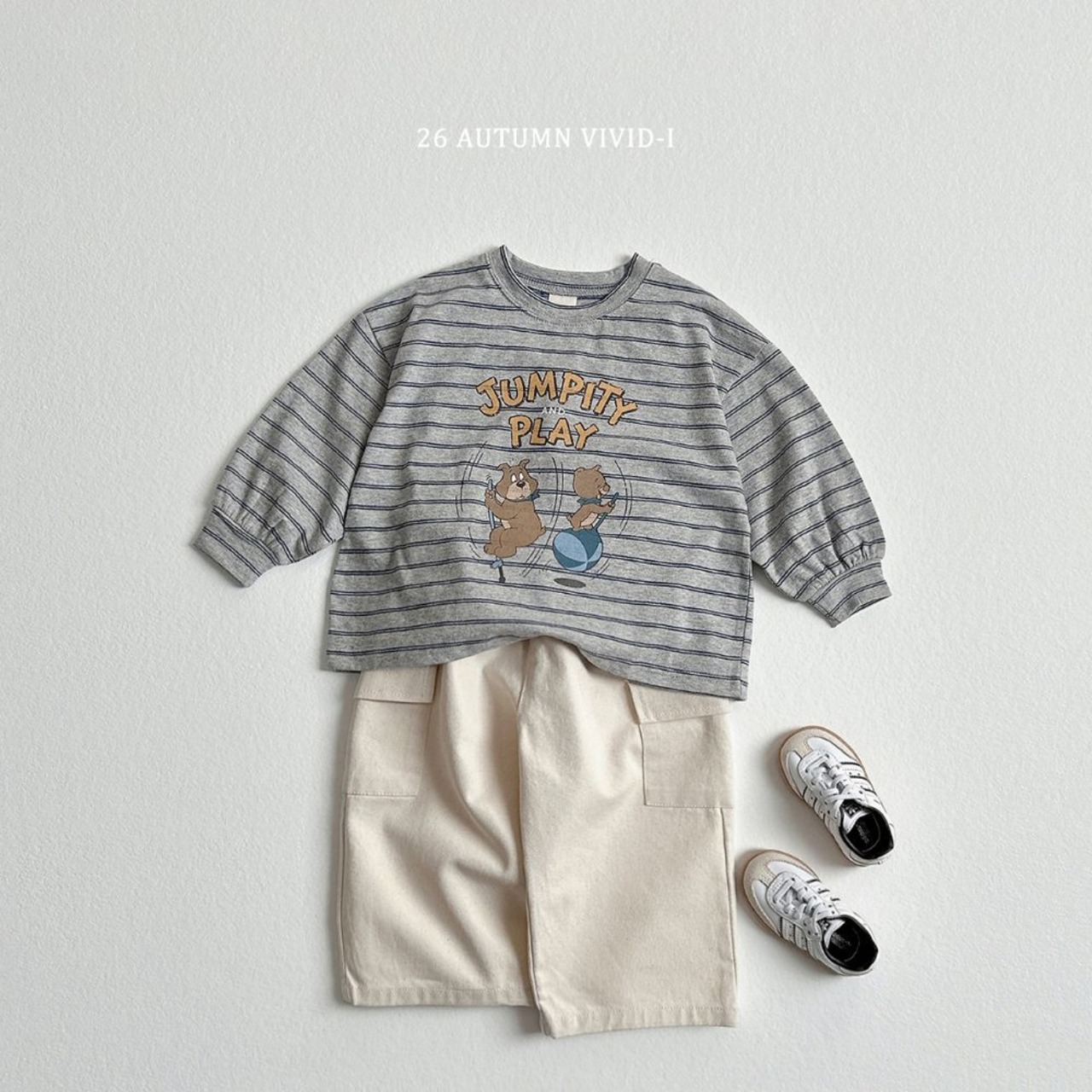 【取寄/韓国直送】VIVID-I ボーダーアニメシングルTシャツ｜秋服｜韓国子供服｜26/AT