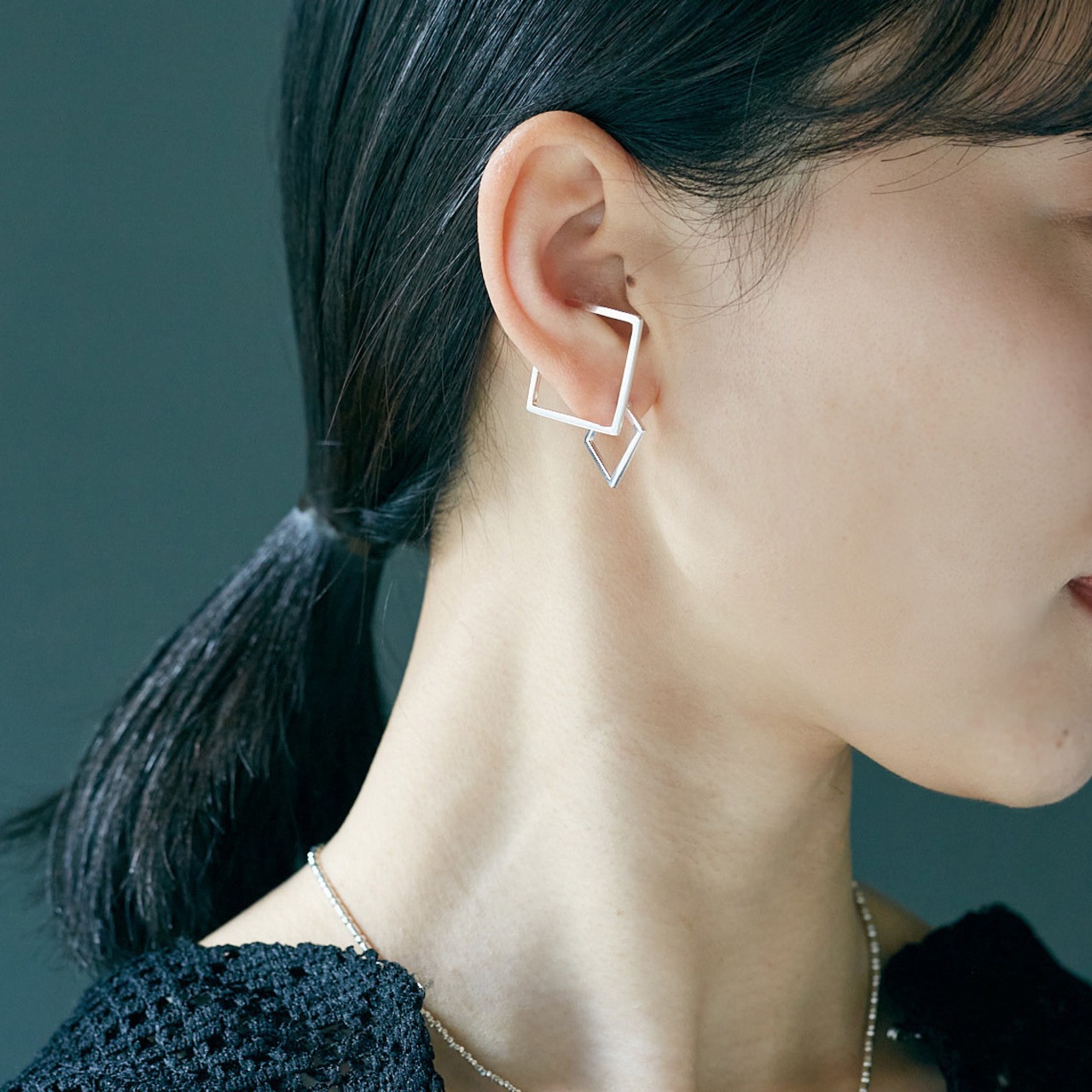 square (S) ピアス シルバー